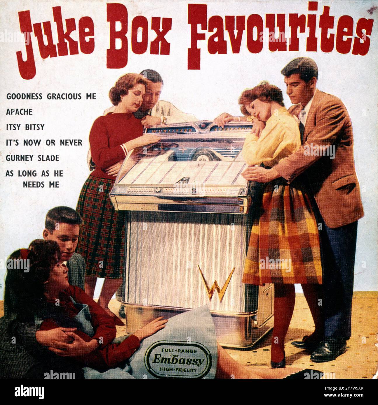 Juke Box Favoris - bonté gracieux moi - Apache - Itsy Bitsy - C'est maintenant ou jamais - Gurney Slade - tant qu'il a besoin de moi - gamme complète Embassy haute fidélité ©TopFoto Banque D'Images