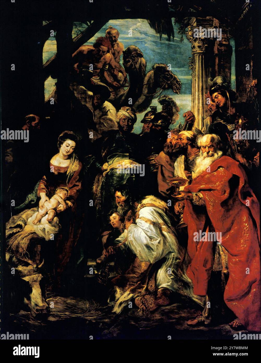 Adoration des Mages - 1624 par Rubens, Peter Paul (1577-1640) au Koninklijk Museum voor Schone Kunsten, Anvers Pieter Pauwel (Peter Paul) Rubens (28 juin 1577 - 30 mai 1640) était un artiste flamand, considéré par beaucoup comme l'un des plus grands peintres de l'histoire de l'art européen, un maître du style baroque et le peintre flamand le plus important du XVIIe siècle. ©TopFoto Banque D'Images