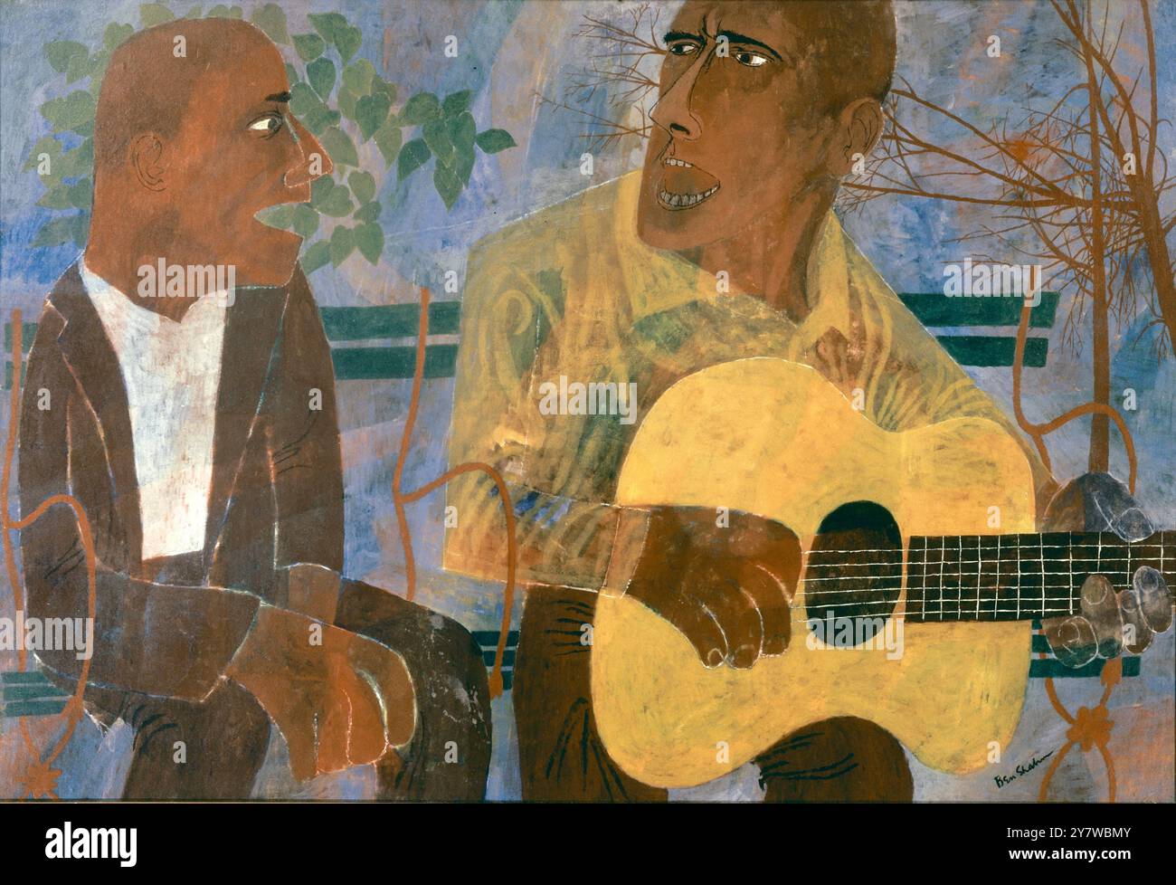 Nocturne de Ben Shahn dans le Willard Straights Hall, Université d'Ithaca, État de New York, États-Unis. Ben Shahn (12 septembre 1898 - 14 mars 1969) est un artiste américain, muraliste, militant social, photographe et enseignant né en Lituanie. Il est surtout connu pour ses œuvres de réalisme social, ses opinions politiques de gauche et sa série de conférences publiées sous le titre The Shape of Content. ©Topham Banque D'Images