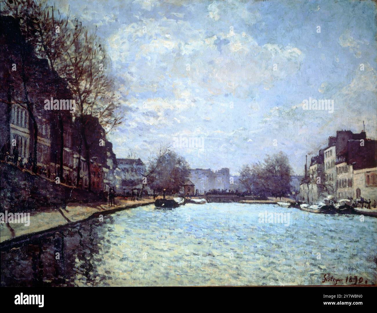 Paysage par la Seine par Alfred Sisley (1839-99) Alfred Sisley (30 octobre 1839 - 29 janvier 1899) est un peintre paysagiste français. ©TopFoto Banque D'Images