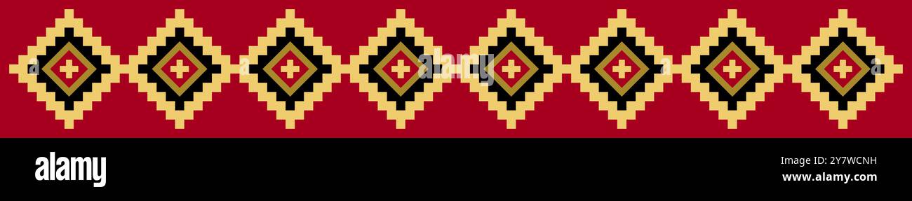 Motif de bande de diamant d'un motif textile Inca. Basé sur une conception d'une tunique pour les hommes de l'Empire Inca, du 15ème siècle EC. Banque D'Images