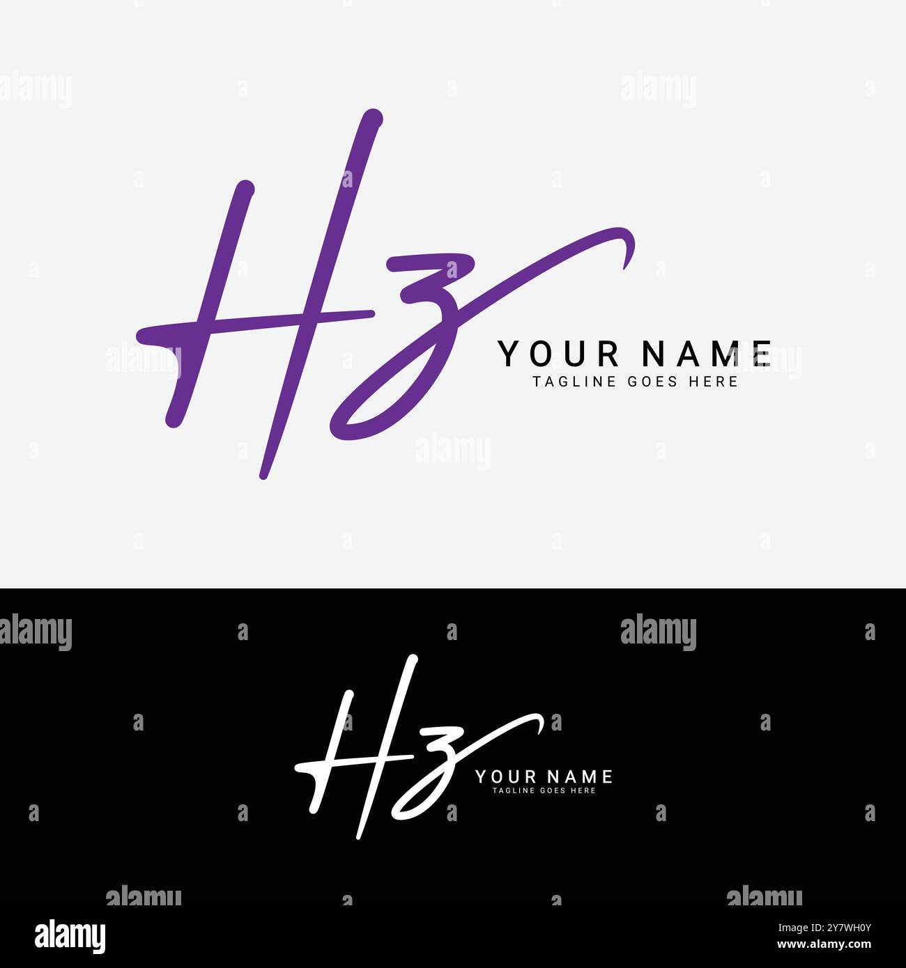 H, Z, HZ lettre initiale logo. Logo de signature manuscrite Alphabet HZ Illustration de Vecteur