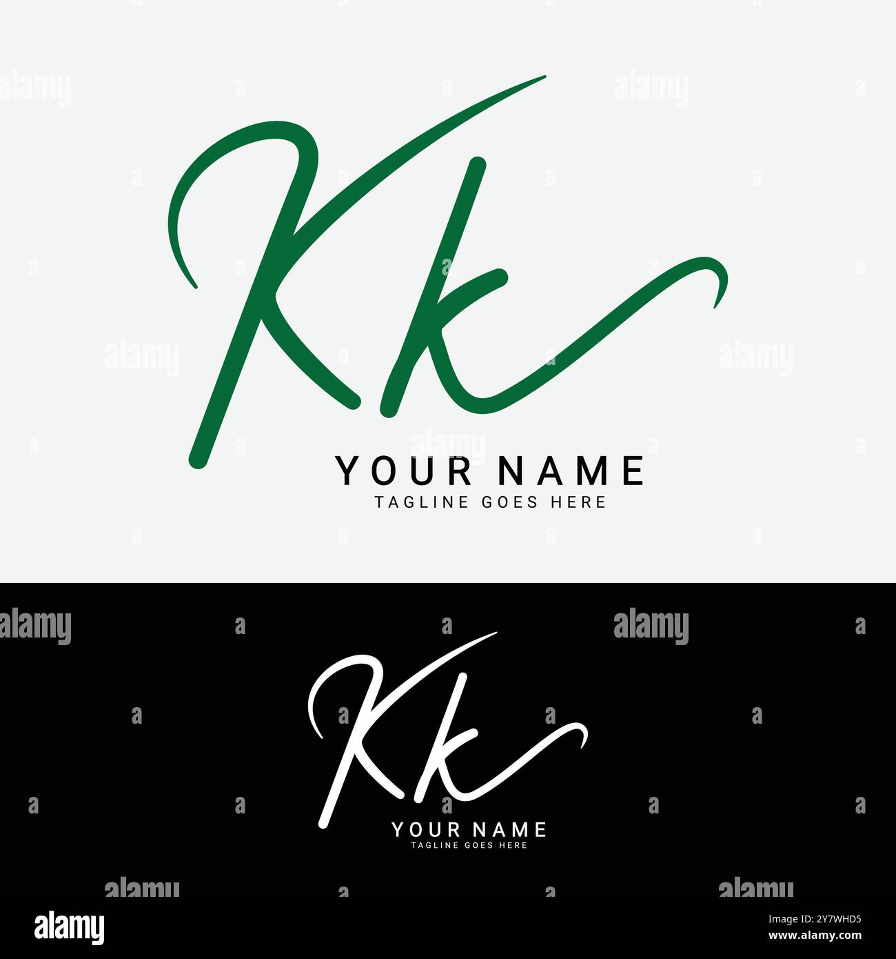 K, KK lettre initiale logo. Logo de signature manuscrite alphabet KK Illustration de Vecteur