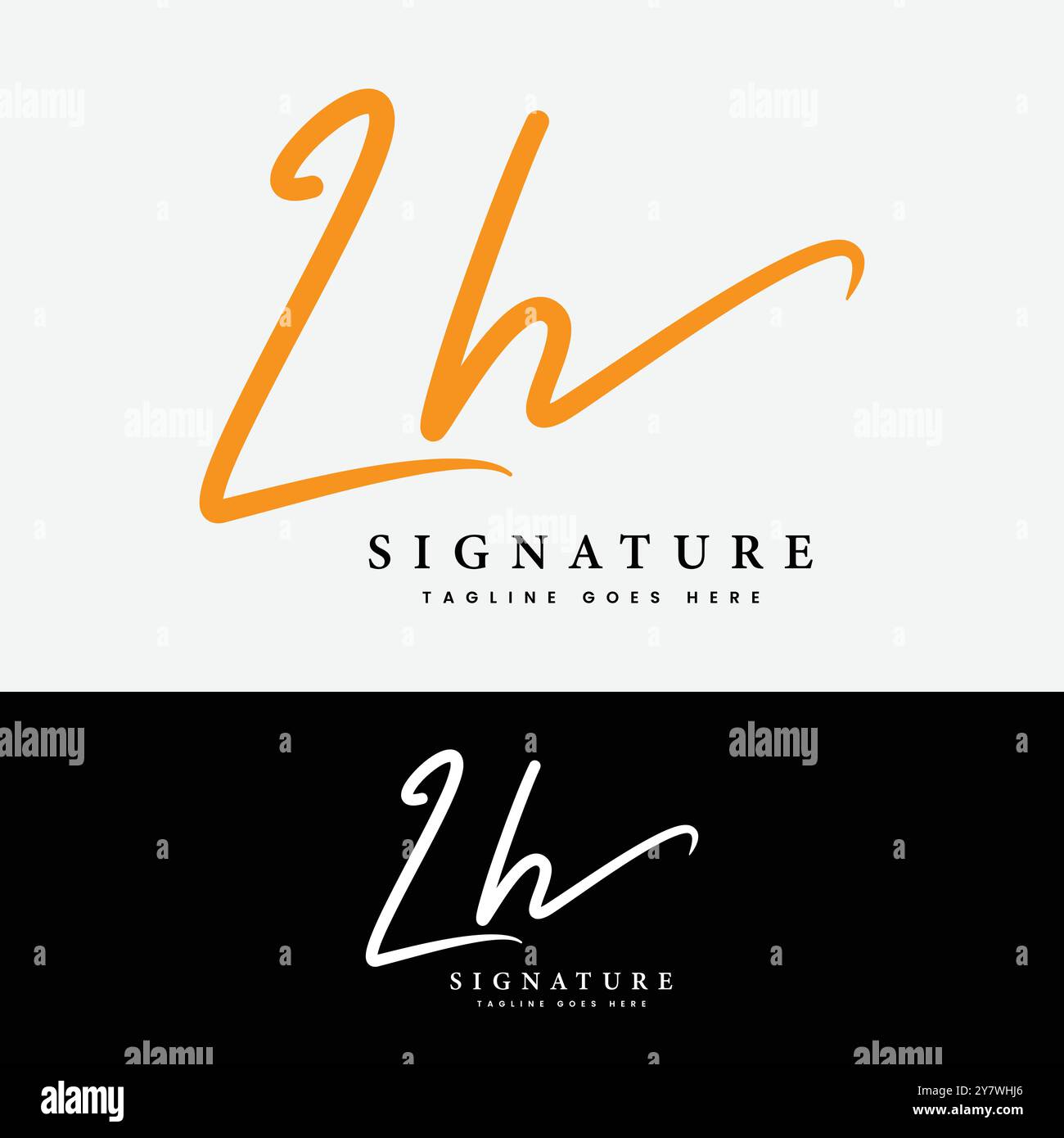 L, H, LH logo de la lettre initiale. Logo de signature manuscrite alphabet LH Illustration de Vecteur
