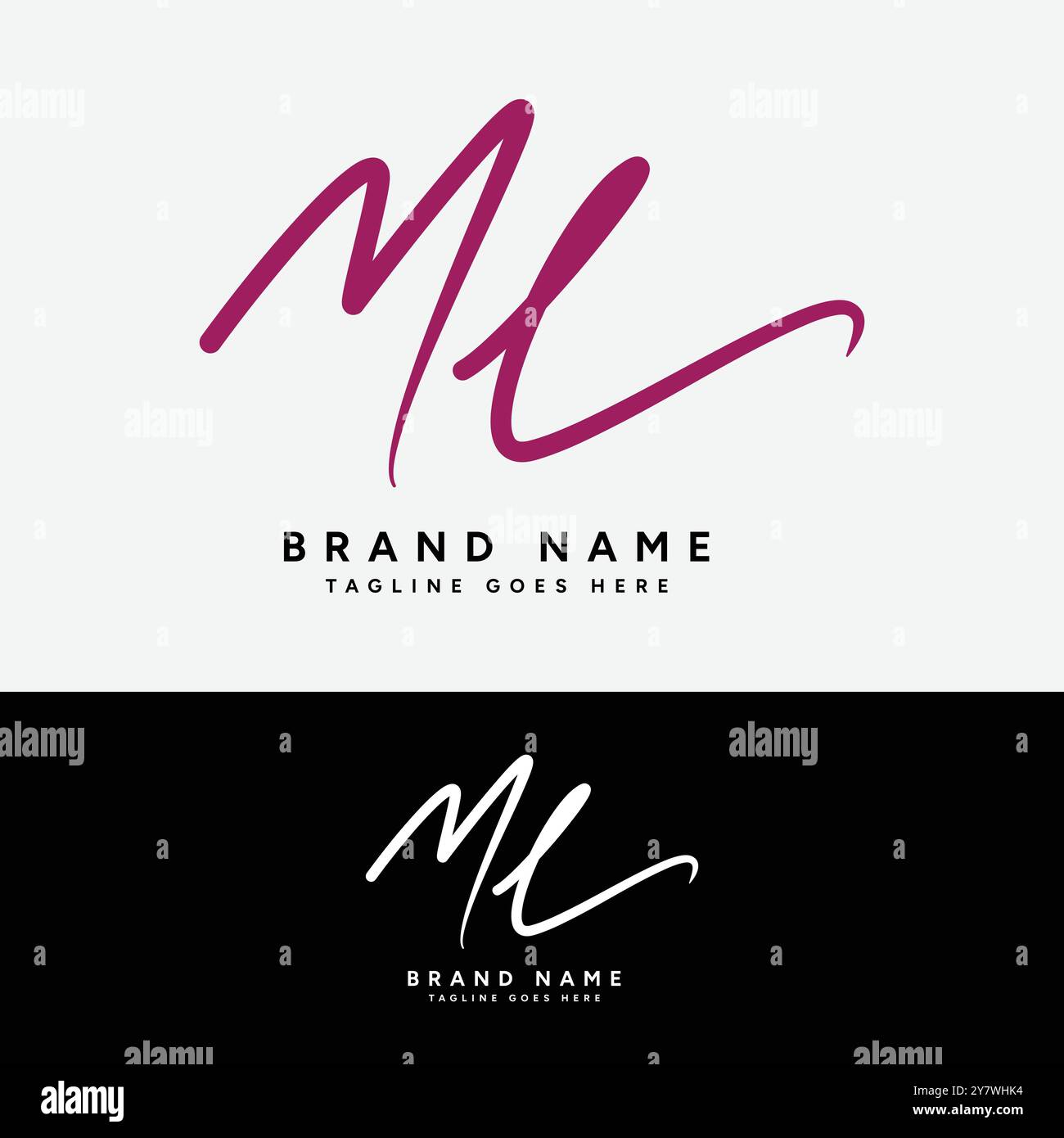 M, l, ML lettre initiale logo. Logo signature manuscrite Alphabet ML Illustration de Vecteur