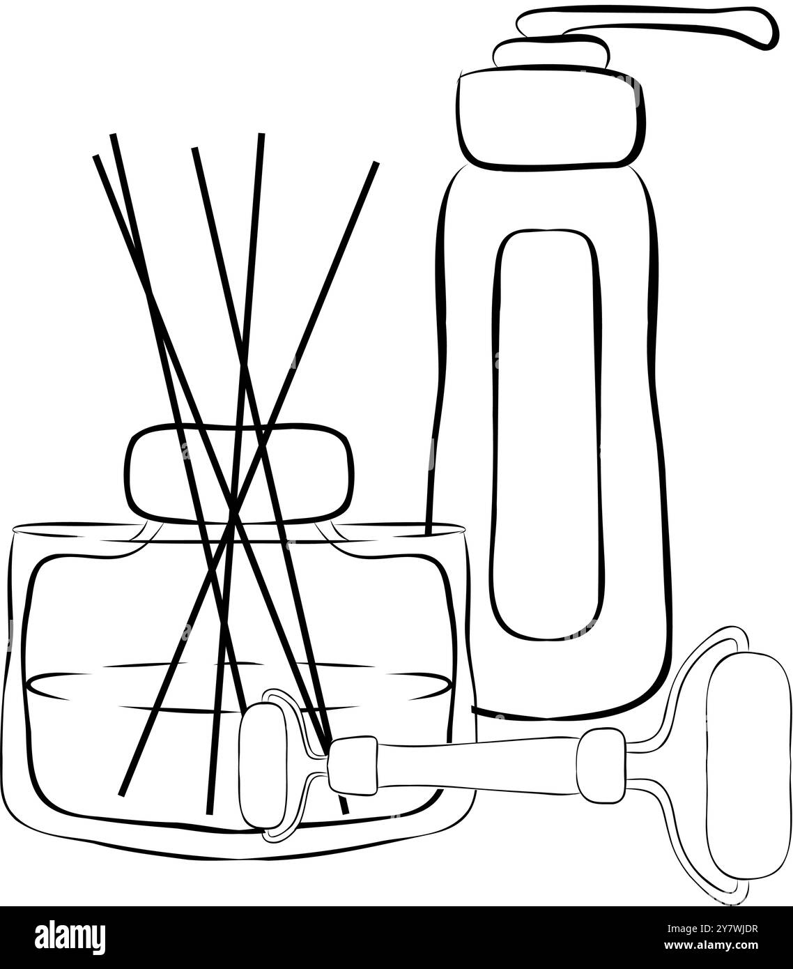Grand ensemble beauté. Signes de soins de la peau et de beauté, salon de spa et icônes d'autosoins. Illustration vectorielle dessinée à la main Illustration de Vecteur