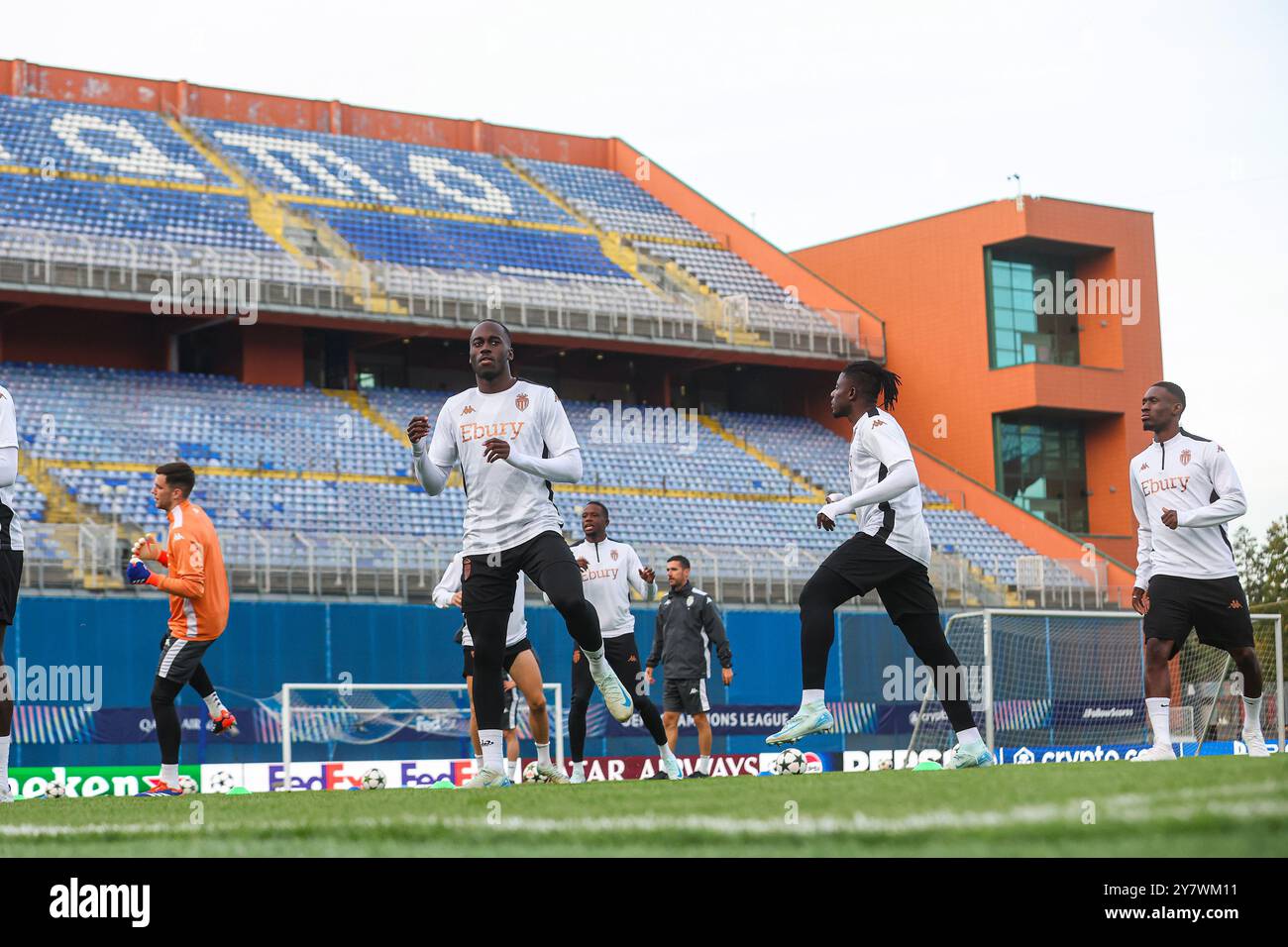 Zagreb, Croatie. 1er octobre 2024. L'équipe de Monaco lors d'une séance d'entraînement avant le match de l'UEFA Champions League entre le Dinamo Zagreb et Monaco au Maksimir Stadion à Zagreb, Croatie, le 1er octobre 2024. Photo : Luka Stanzl/PIXSELL crédit : Pixsell/Alamy Live News Banque D'Images