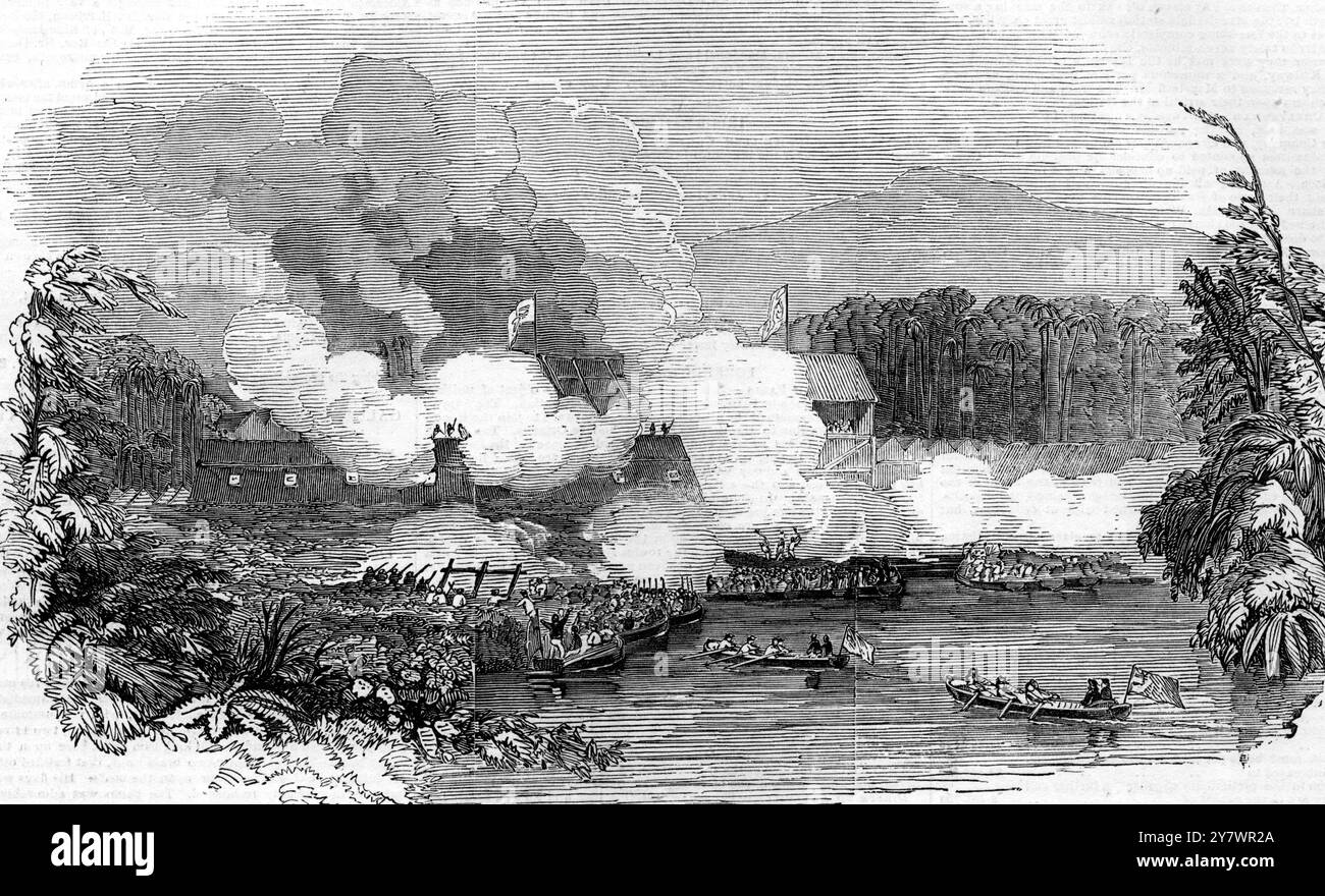 Attaque de l'amiral britannique sur les Pirates de Bornéo . 29 novembre 1845 Banque D'Images