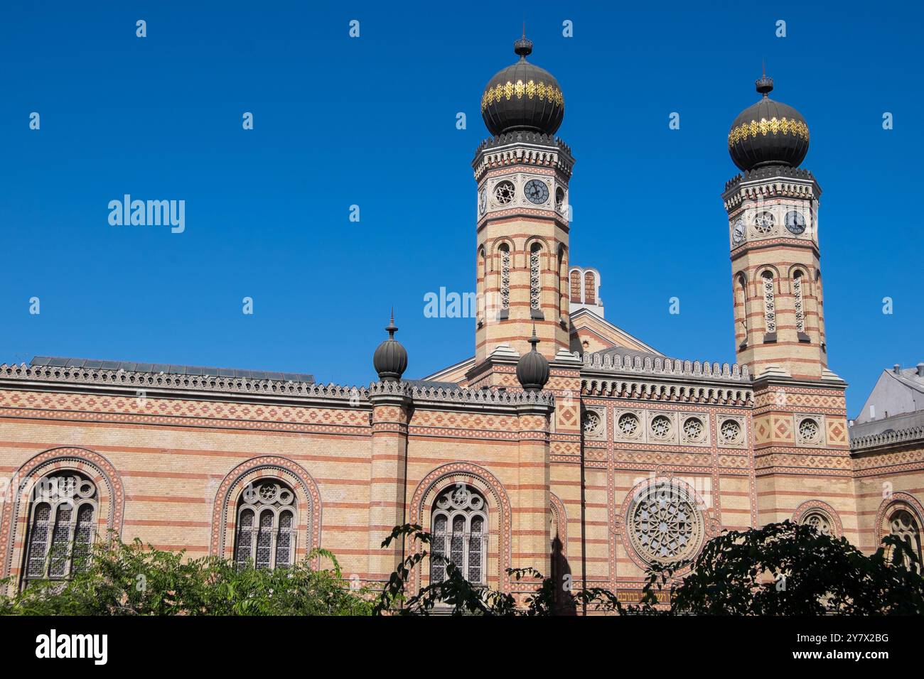 Vue extérieure de la Grande Synagogue dans le quartier juif de Budapest, Hongrie Banque D'Images