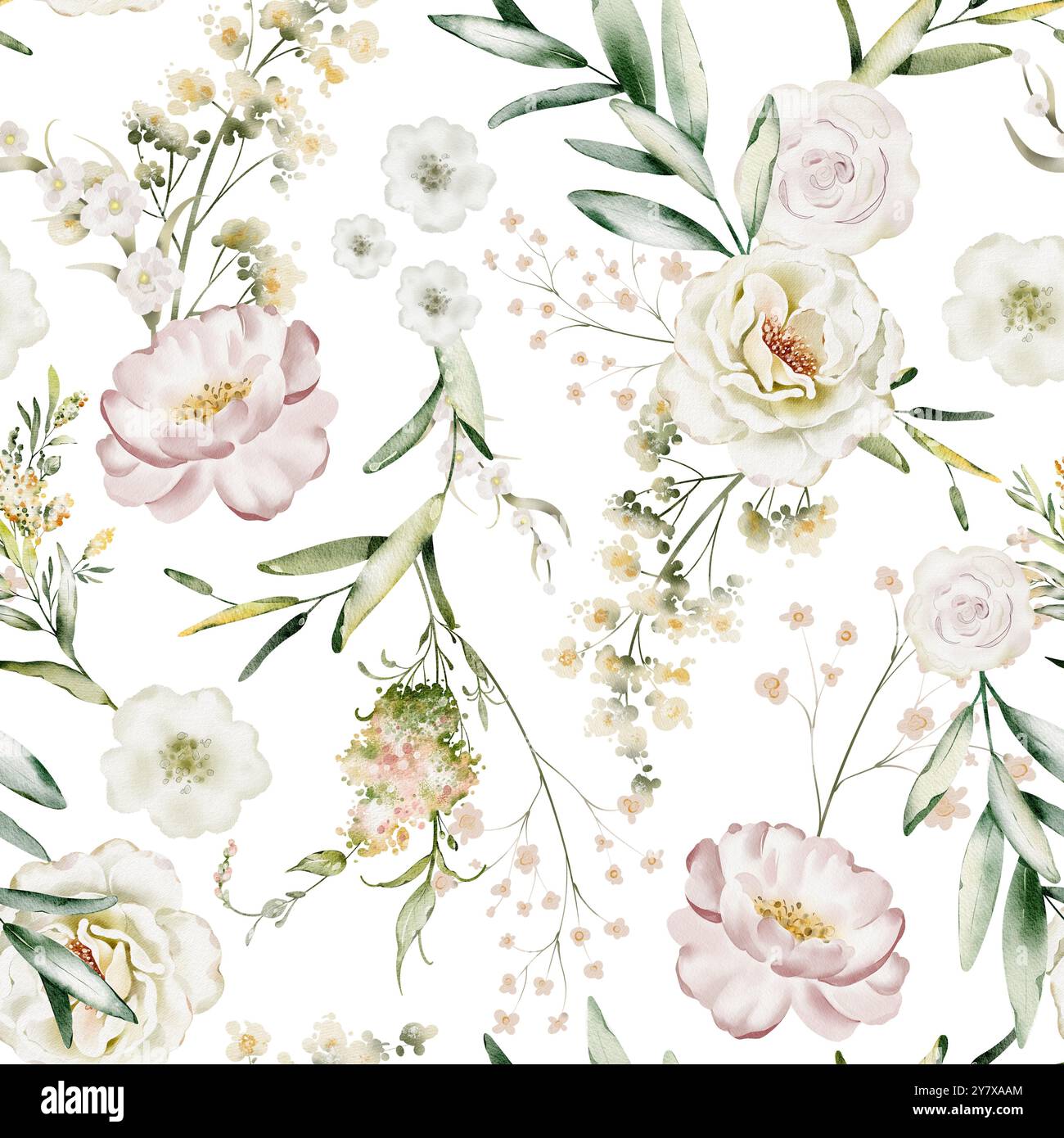 Rose et orchidées Seamless Pattern Banque D'Images