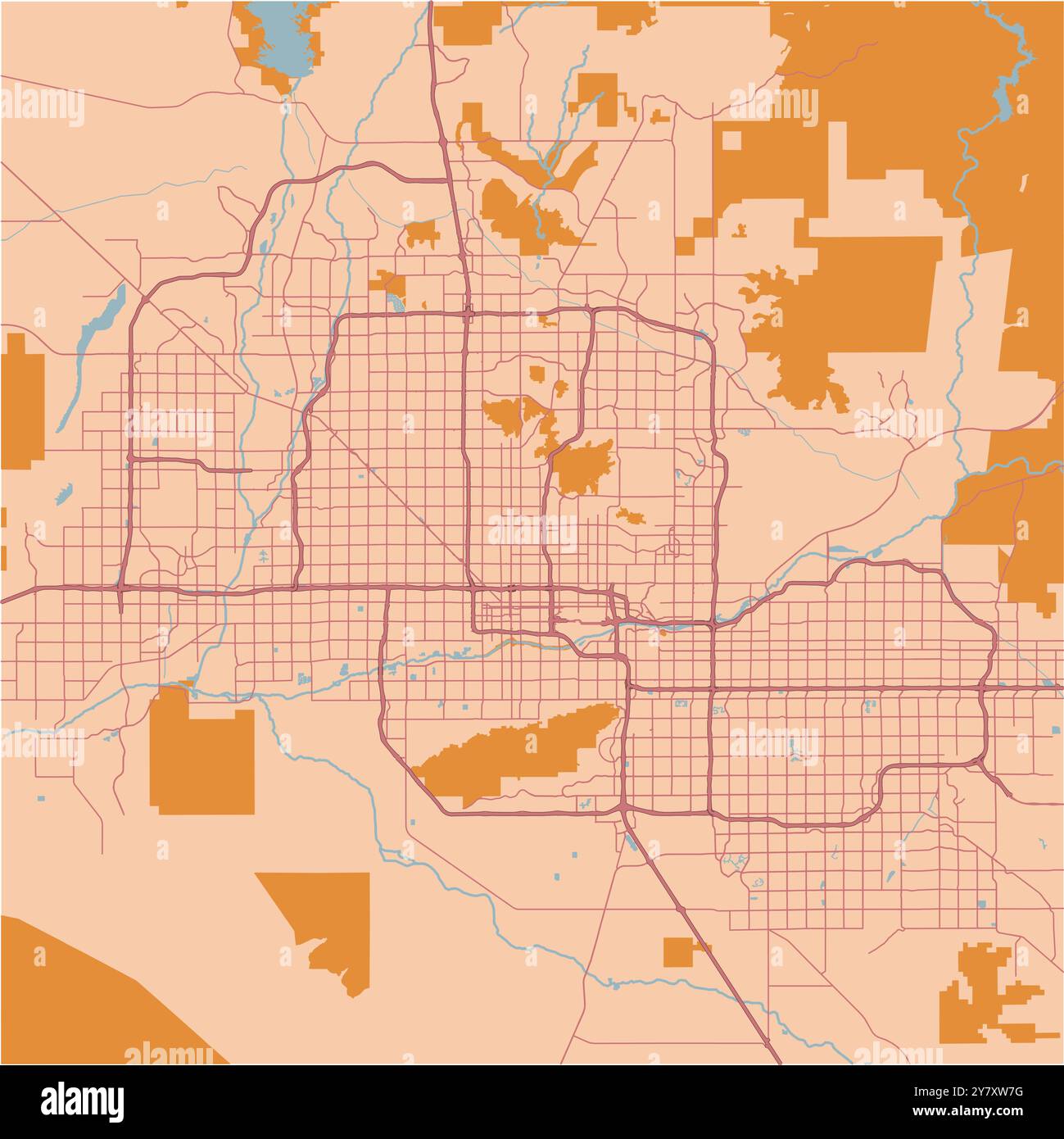 Carte de Phoenix en Arizona dans un thème sablonneux. Contient un vecteur en couches avec routes eau, parcs, etc Illustration de Vecteur