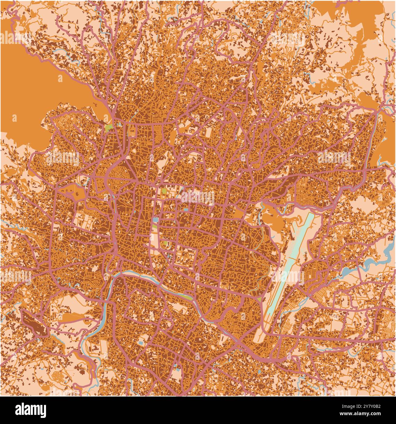 Carte de Katmandou au Népal dans un thème sablonneux. Contient un vecteur en couches avec routes eau, parcs, etc Illustration de Vecteur
