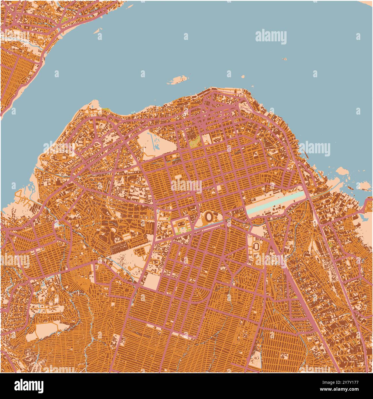 Carte de Kinshasa en République démocratique du Congo dans un thème sablonneux. Contient un vecteur en couches avec routes eau, parcs, etc Illustration de Vecteur