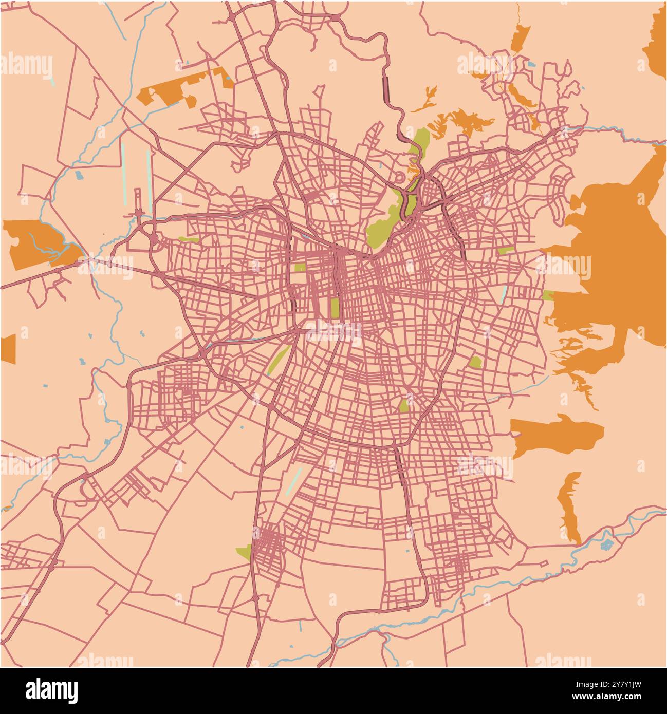 Carte de Santiago au Chili dans un thème sablonneux. Contient un vecteur en couches avec routes eau, parcs, etc Illustration de Vecteur