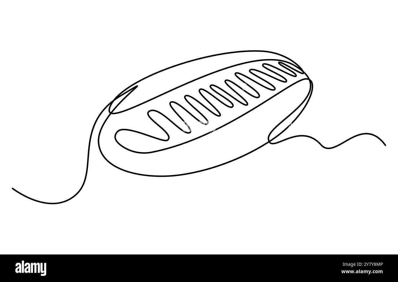 Concept de symbole de fast-food hot-dog continu sur une ligne. Silhouette de petits pains avec saucisse et moutarde collation malsaine Illustration de Vecteur