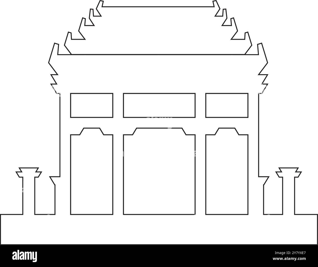 Chine temple ancien historique ancienne religion bouddhiste lieu de culte architecture chinoise architecture orientale bâtiment design ensemble icône Illustration de Vecteur