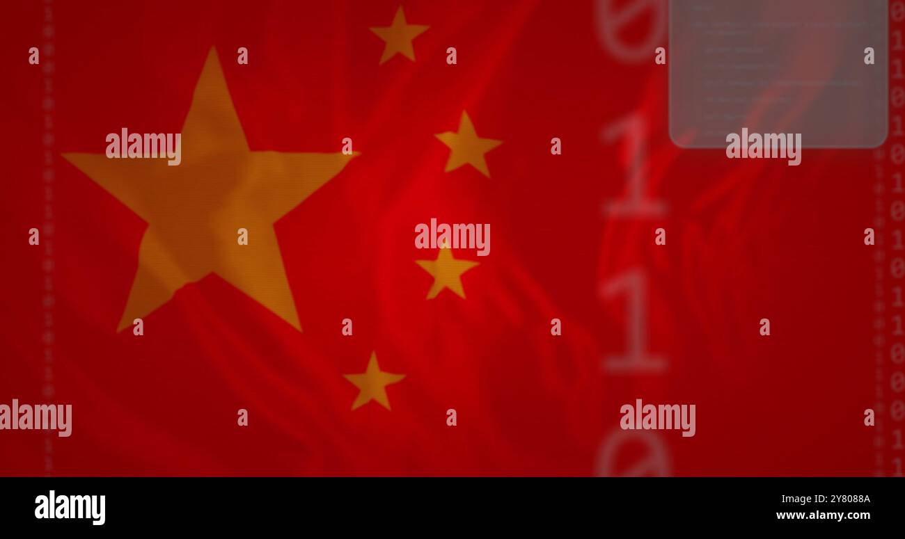 Image de boîtes de dialogue vides et de traitement de données sur drapeau de la chine Banque D'Images