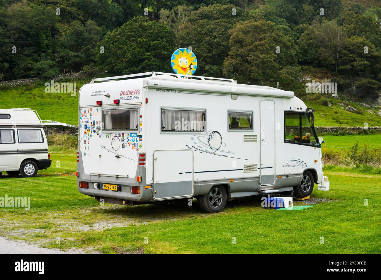 Camping-car néerlandais au North Wales Campsite, Royaume-Uni. Banque D'Images