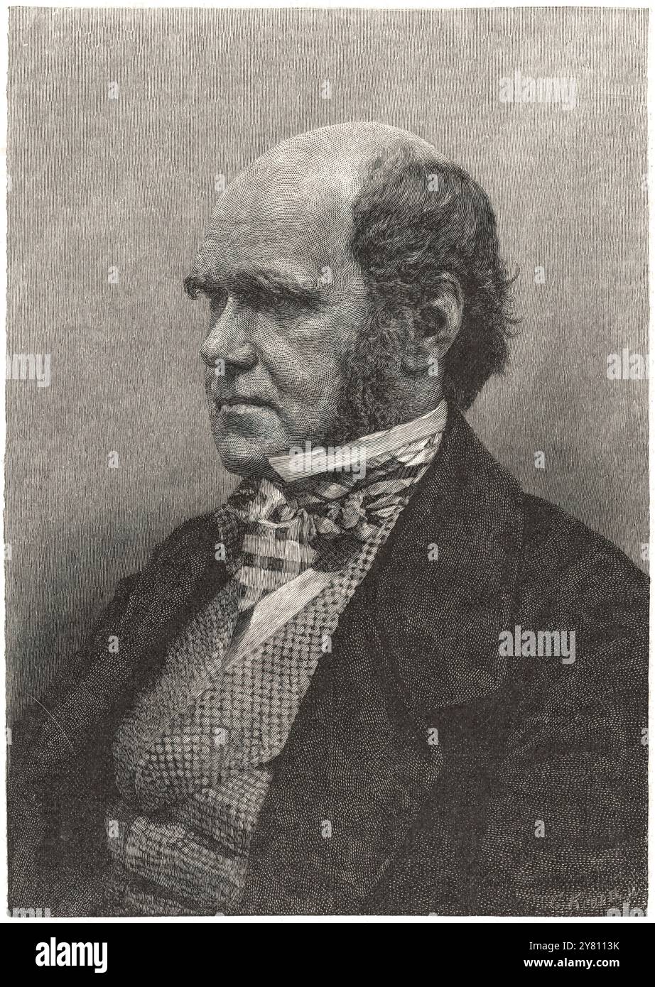 Portrait de Charles Darwin (1809-1882) gravure historique Banque D'Images