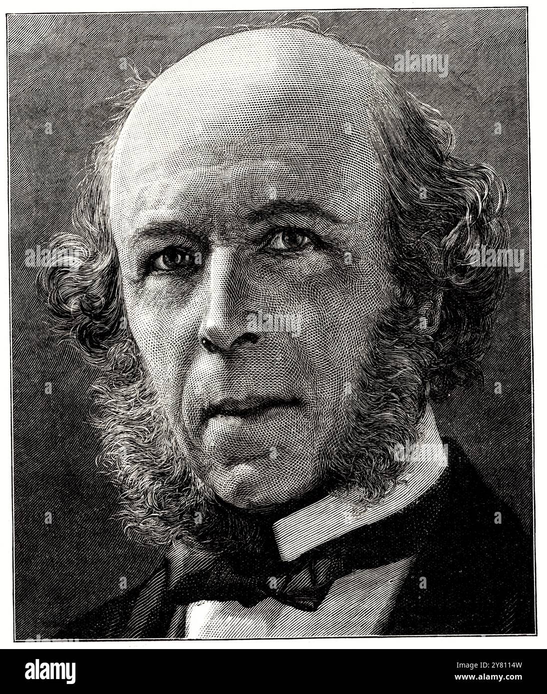 Portrait de Herbert Spencer (1820-1903) gravure historique Banque D'Images