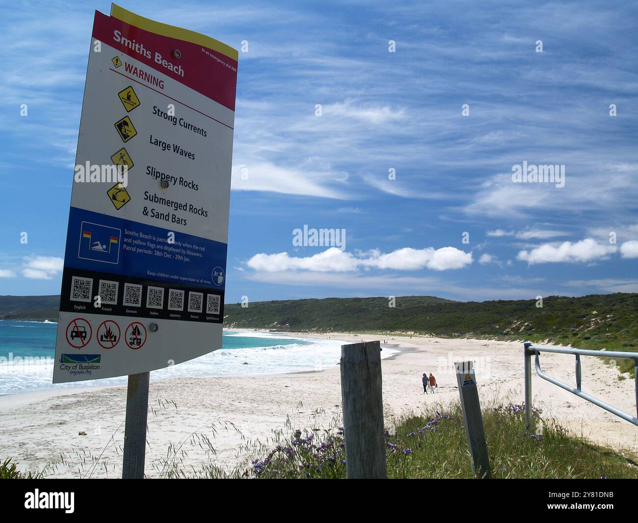Smiths Beach près de la ville de Busselton, à la pointe sud-ouest de l'Australie occidentale, bien connue pour sa population de baleines à bosse. Banque D'Images