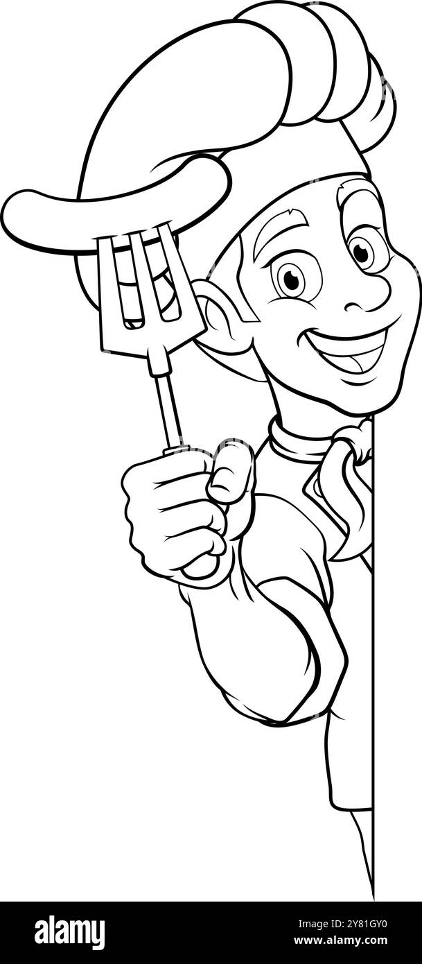 Chef nouveau 2024 A13 bw-169 Illustration de Vecteur