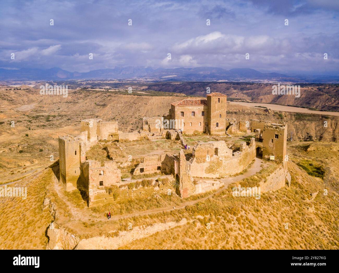 Château de Montearagón, XI siècle, municipalité de Quicena, Huesca, déclaré Monument National en 1931, cordillera pirenaica, provincia de Huesca, Ara Banque D'Images