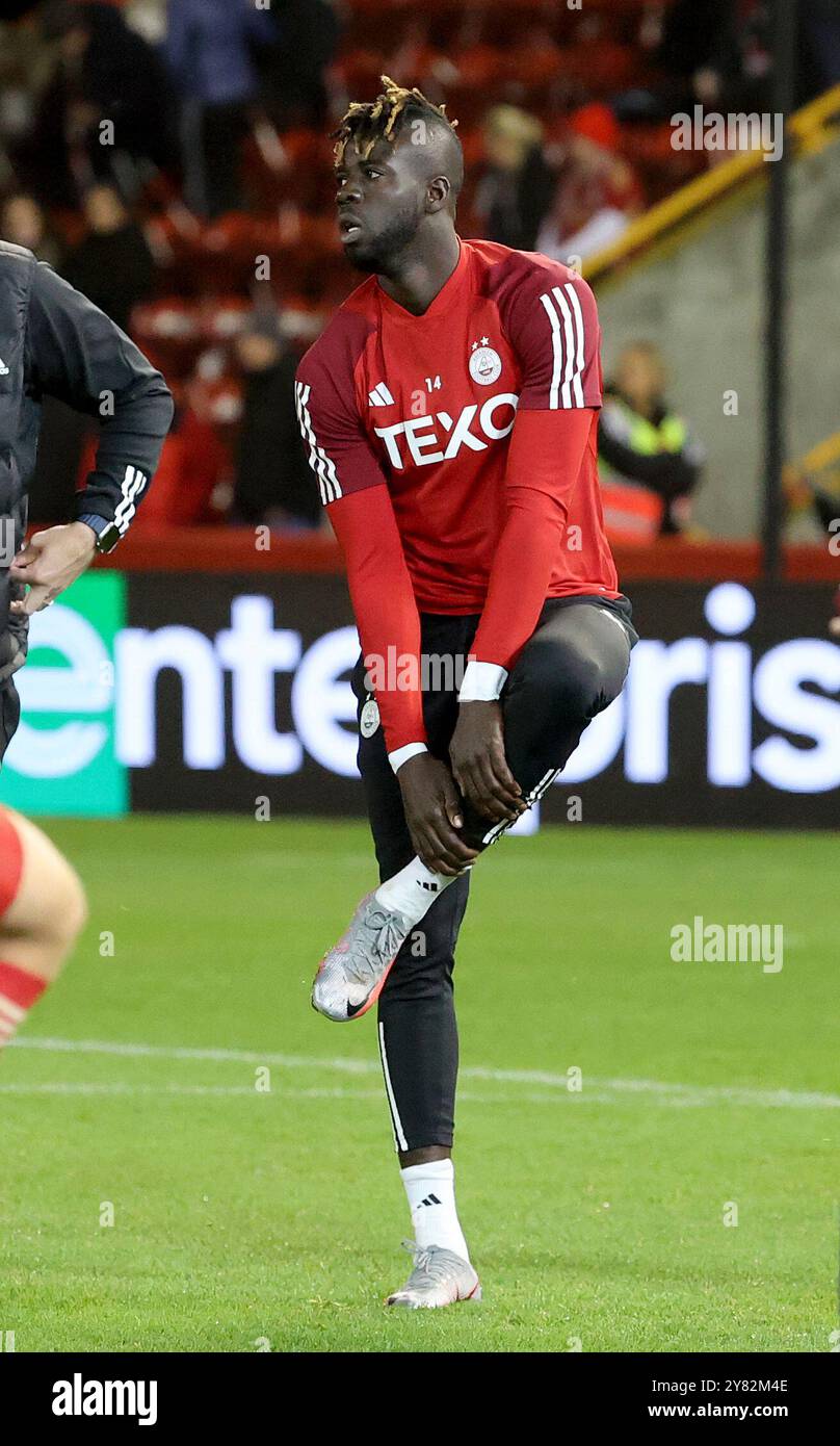 Photo du dossier datée du 26-10-2023 de l'attaquant en forme d'Aberdeen, Pape Habib Gueye, qui a été exclu jusqu'au début de 2025 avec une déchirure de muscle quad. Date d'émission : mercredi 2 octobre 2024. Banque D'Images