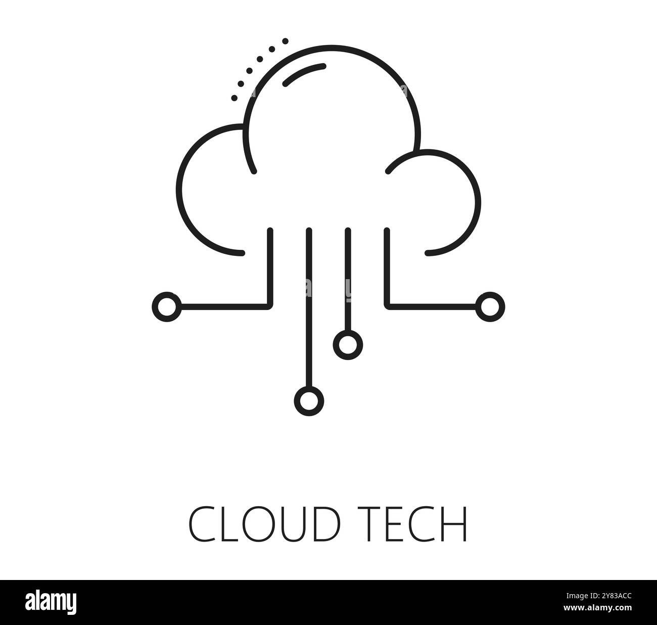 Icône de ligne d'analyse et d'analyse des données Cloud. Signe de service d'analyse à distance des données de performance financière, icône vectorielle de contour d'analyse des statistiques de la société commerciale avec piste de cloud et de carte mère Illustration de Vecteur