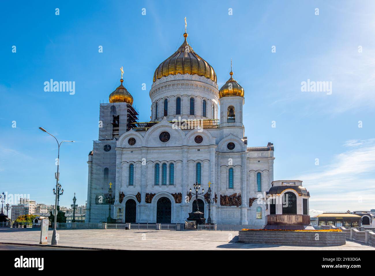 Vue extérieure de la cathédrale du Christ Sauveur, détruite à l'époque soviétique et reconstruite entre 1995 et 2000, Moscou, Fédération de Russie Banque D'Images