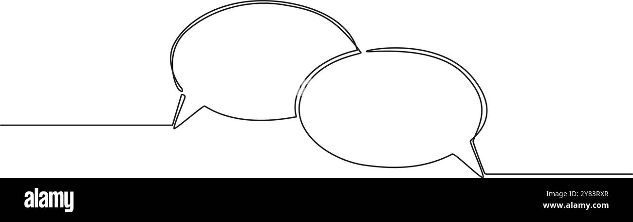 dessin continu à une ligne de deux bulles de parole, illustration vectorielle d'art de ligne de symbole de conversation Illustration de Vecteur