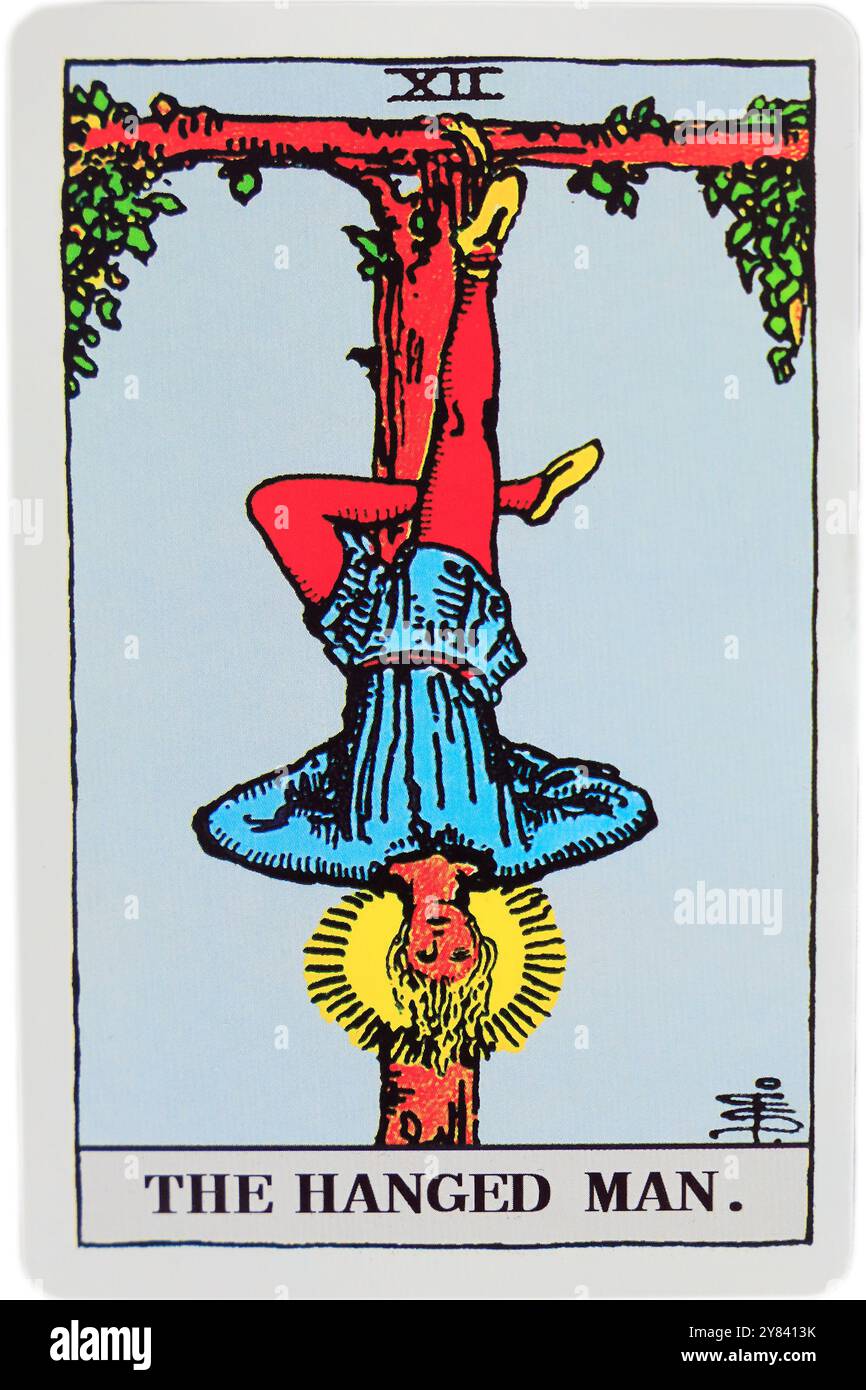 Tarot Card - L'homme pendu - studio mis en place. Banque D'Images