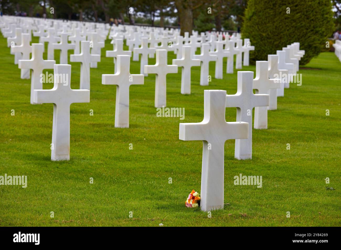 Cimetière et Mémorial américain de Normandie, Colleville-sur-mer, France Banque D'Images