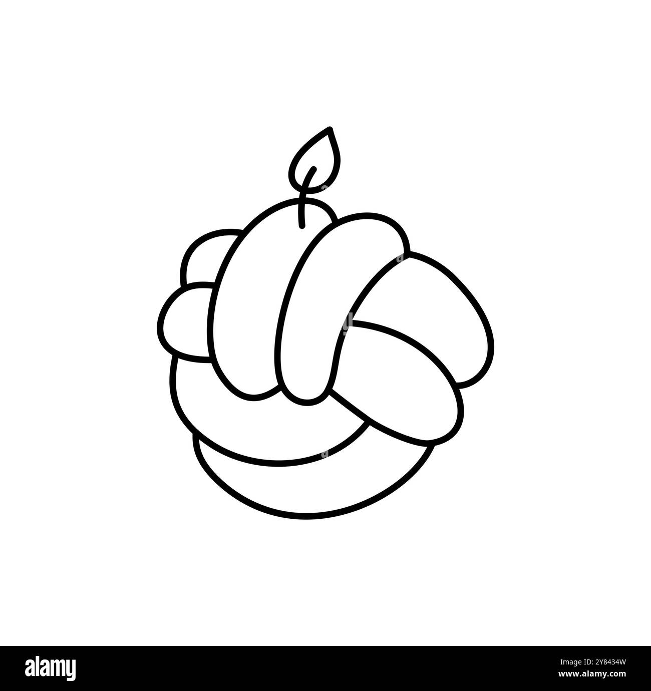 Bougie esthétique de décoration de ligne vectorielle de cire. Illustration colorée dessinée à la main. Délicat élément romantique de décor. Dessinez une bougie allumée chaleureuse Illustration de Vecteur