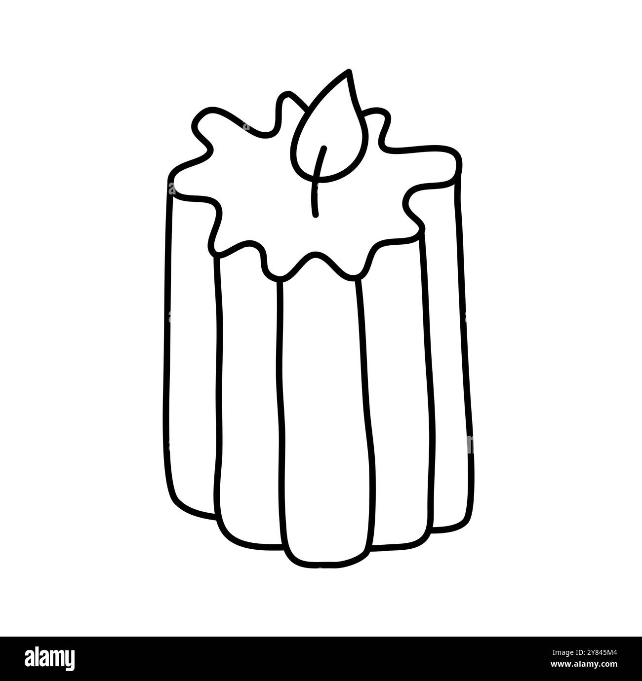 Bougie esthétique de décoration de ligne vectorielle de cire. Illustration colorée dessinée à la main. Délicat élément romantique de décor. Dessinez une bougie allumée chaleureuse Illustration de Vecteur