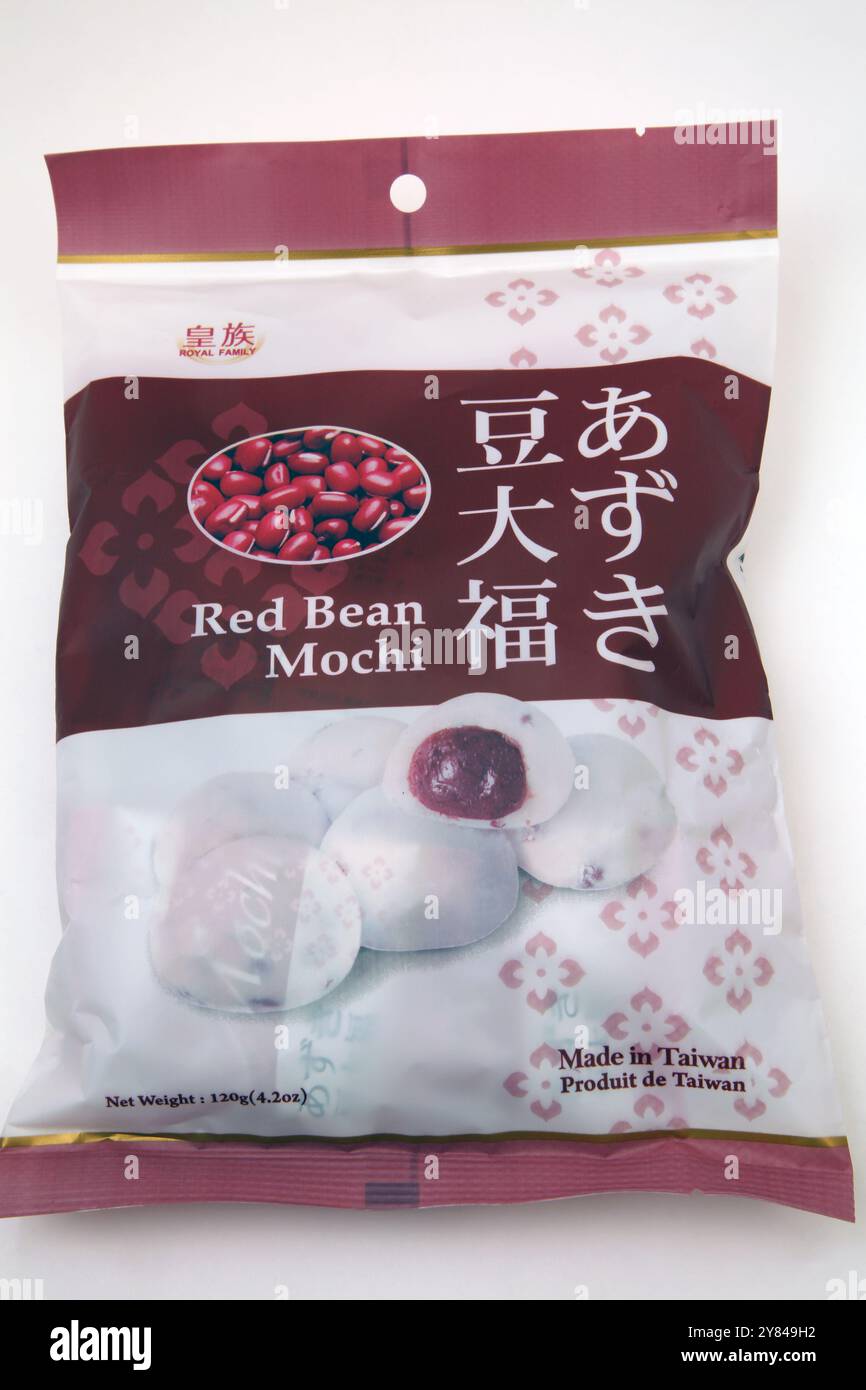 Gâteaux de riz japonais Royal Family Red Bean Mochi fabriqués avec Mochigome et Azuki Red Bean Paste fabriqués à Taiwan Banque D'Images