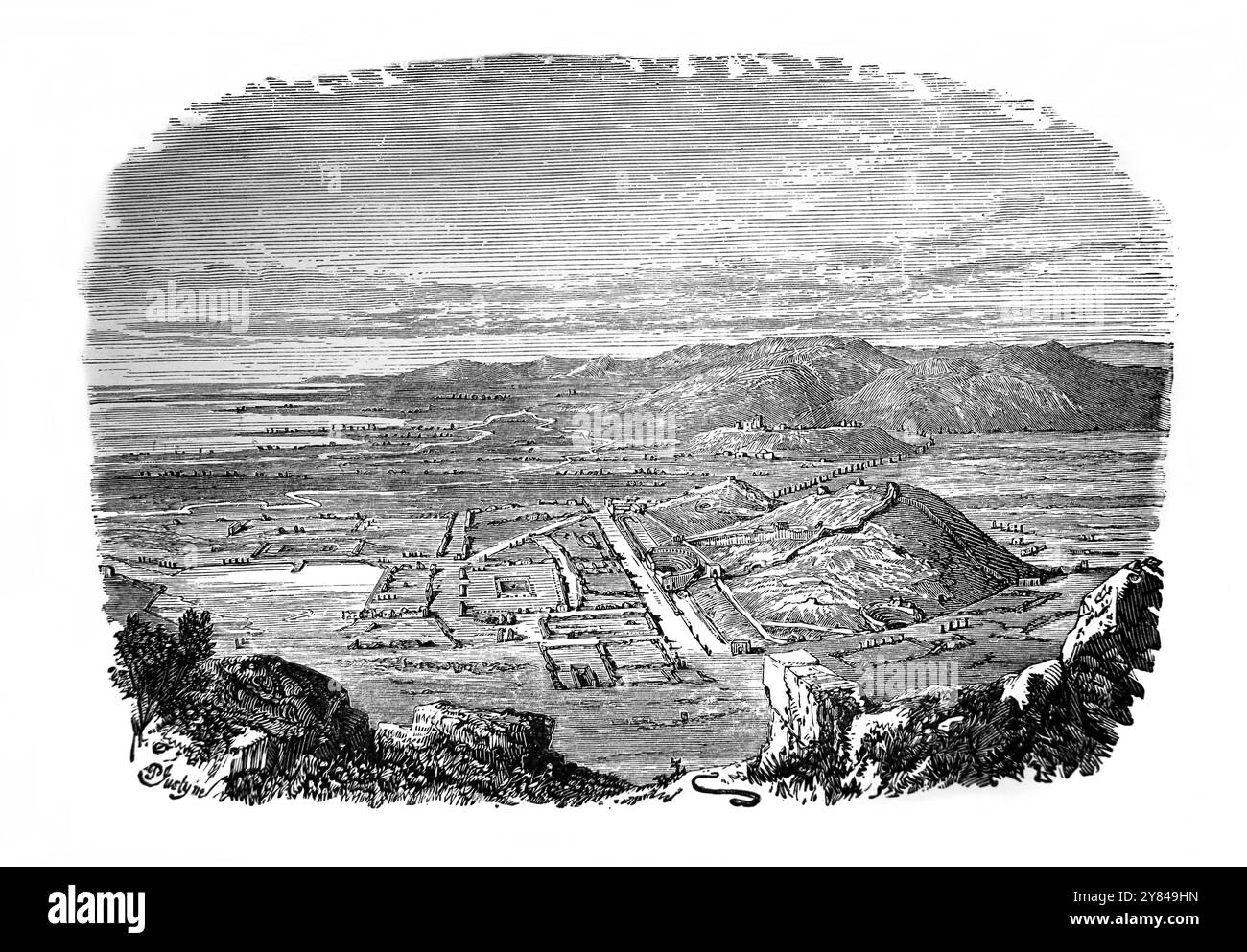 Illustration des ruines d'Éphèse mentionnées dans le Nouveau Testament et où l'une des sept Églises apocalyptiques se trouvait dans le Livre des révélations Banque D'Images