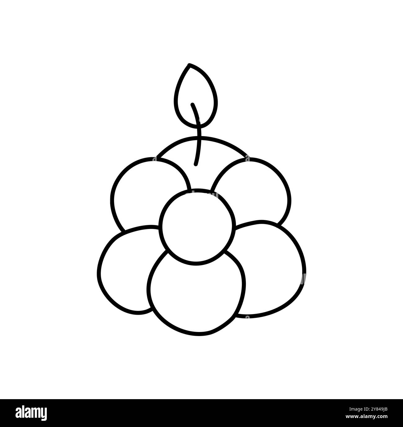 Bougie en coquille de style dopamine brûlant Doodle. Décor de chandelier de ligne esthétique dessiné à la main isolé sur fond blanc. Jour férié, Saint Valentin Illustration de Vecteur