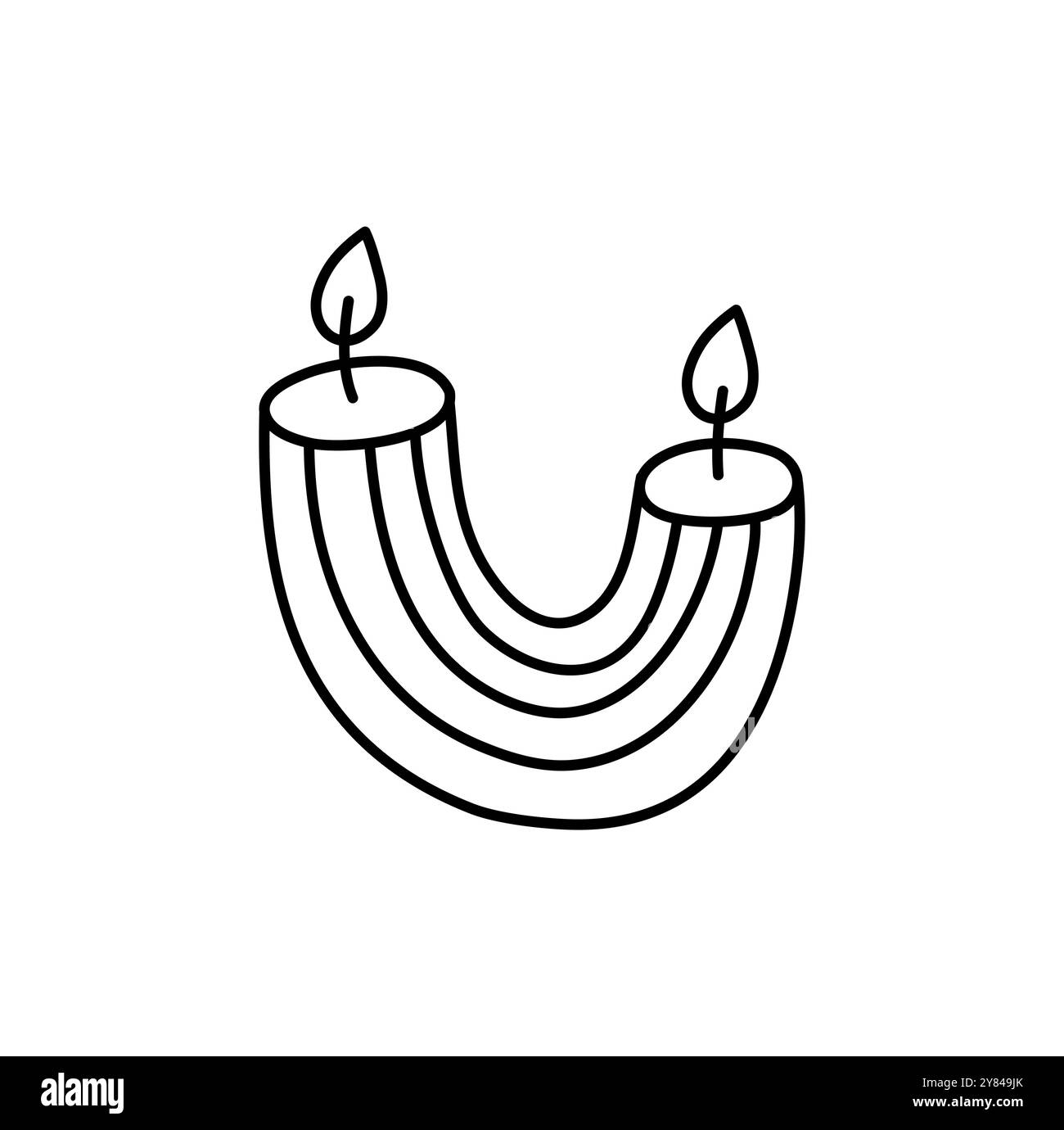 bougie de ligne dessinée à la main esthétique. Illustration plate de contour vectoriel coloré isolée sur fond. elément décoratif pour carte de voeux, bande Illustration de Vecteur