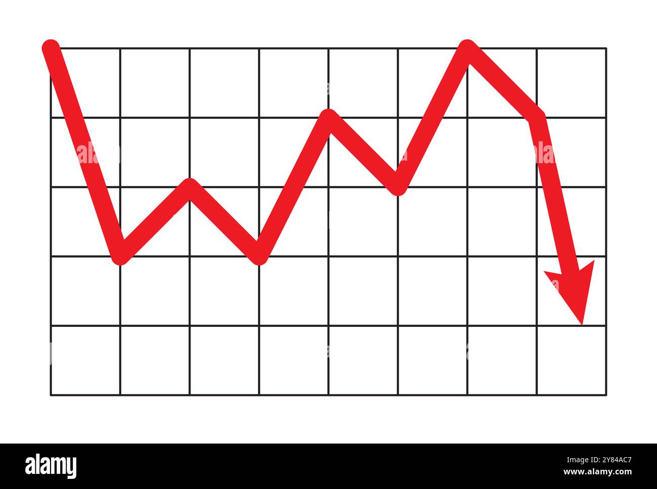 flèche vers le bas icône stock sur fond blanc. style plat. Icône de crash du marché financier pour la conception de site Web, application, interface utilisateur. graphique graphique symbole de tendance à la baisse. graphiques Illustration de Vecteur