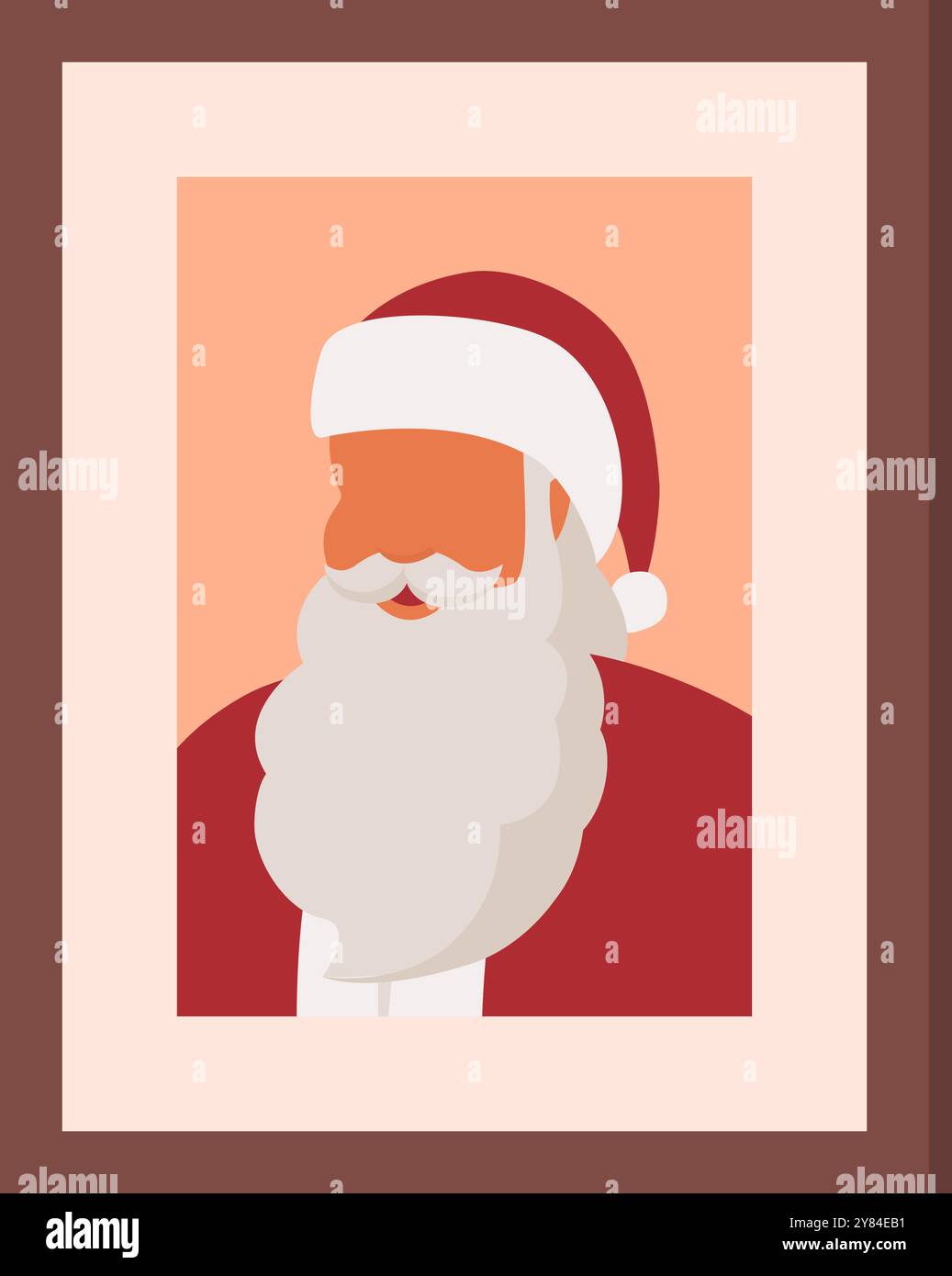 Portrait du Père Noël dans un cadre décoratif, Noël et concept de célébrations Illustration de Vecteur