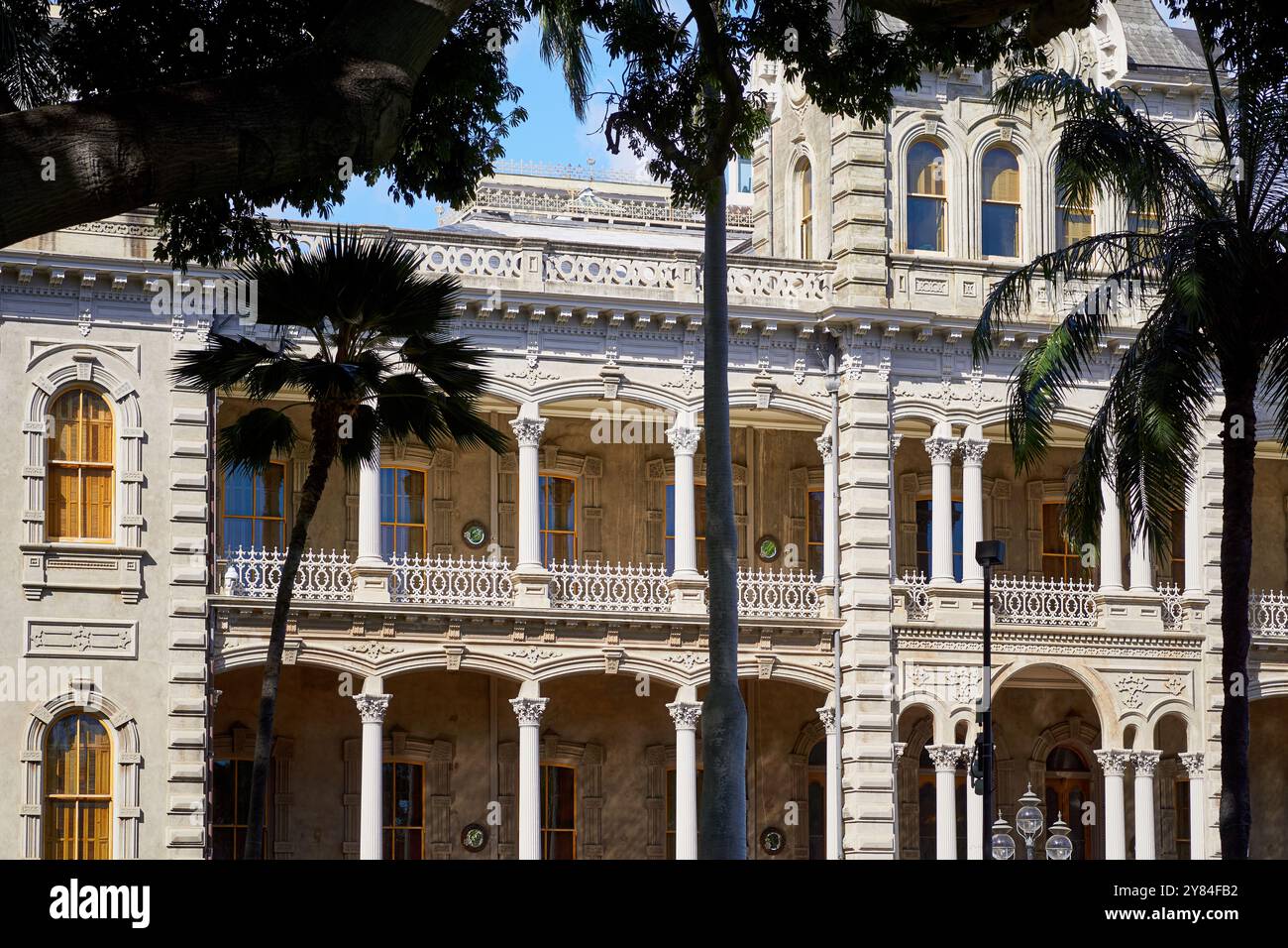Iolani Palace, l'une des attractions touristiques les plus populaires à Honolulu Banque D'Images