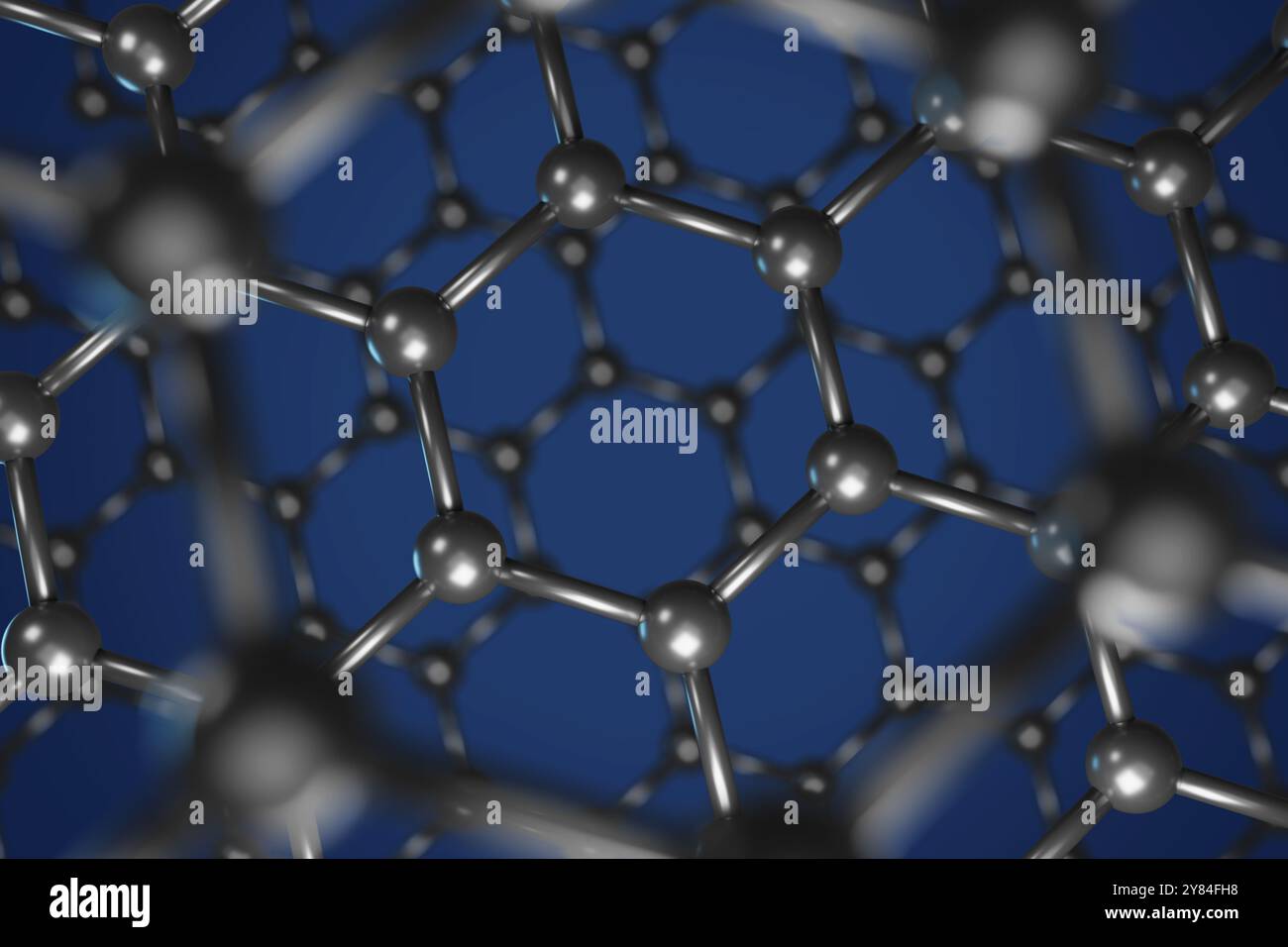 Représentation tridimensionnelle d'une structure de graphène. illustration 3d. Banque D'Images