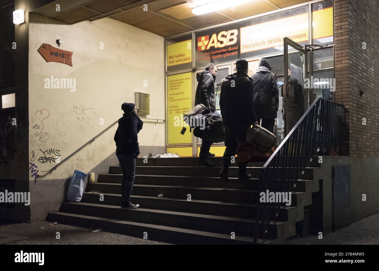 Allemagne, Berlin, 09/02/2018, bus temps froid de Berlin City Mission, abri d'urgence pour mariage, Europe Banque D'Images