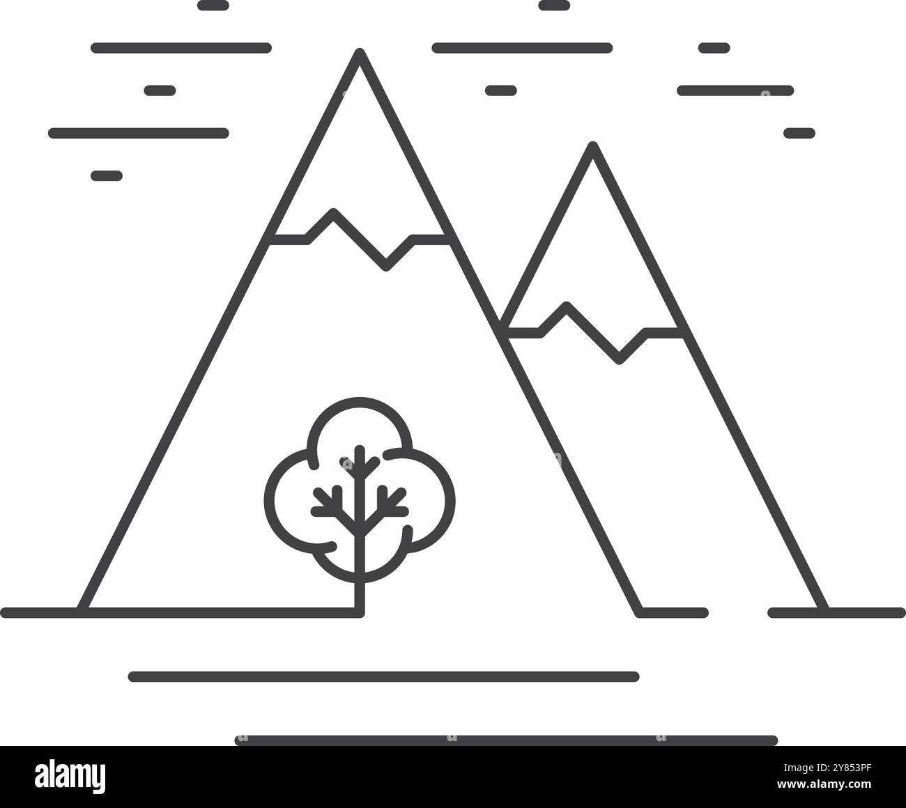 Icône de ligne de montagne. Nature extérieure. Symbole de voyage Illustration de Vecteur