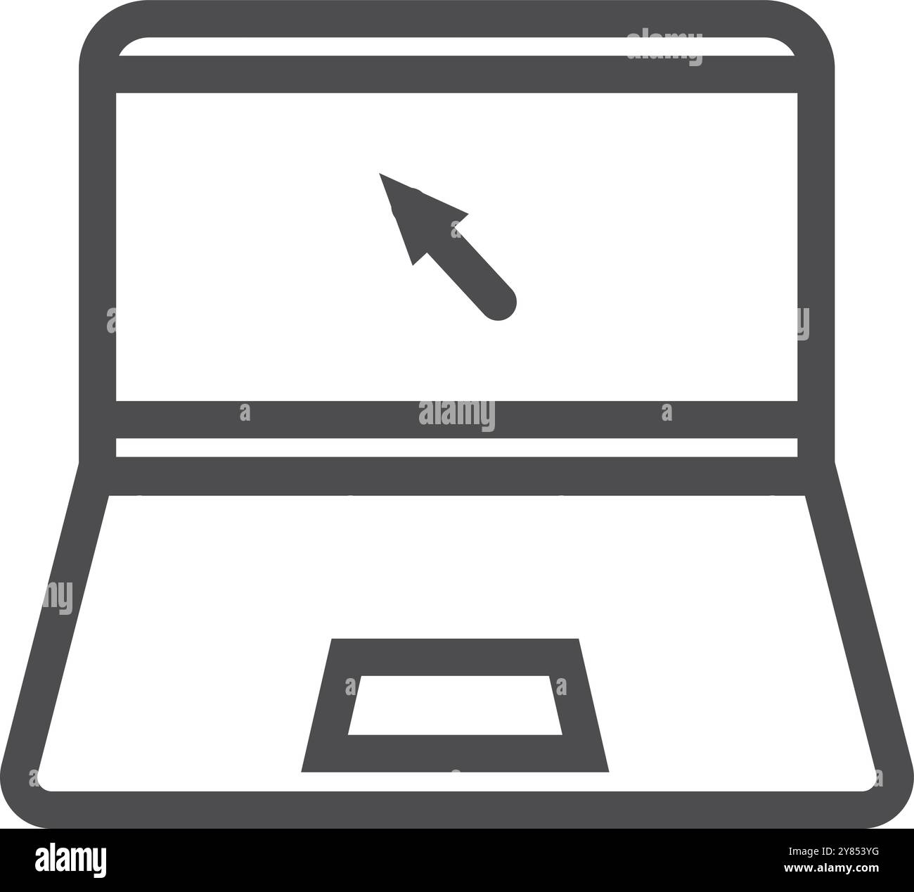 Icône de ligne d'ordinateur portable. Symbole flèche sur l'écran de l'ordinateur portable Illustration de Vecteur
