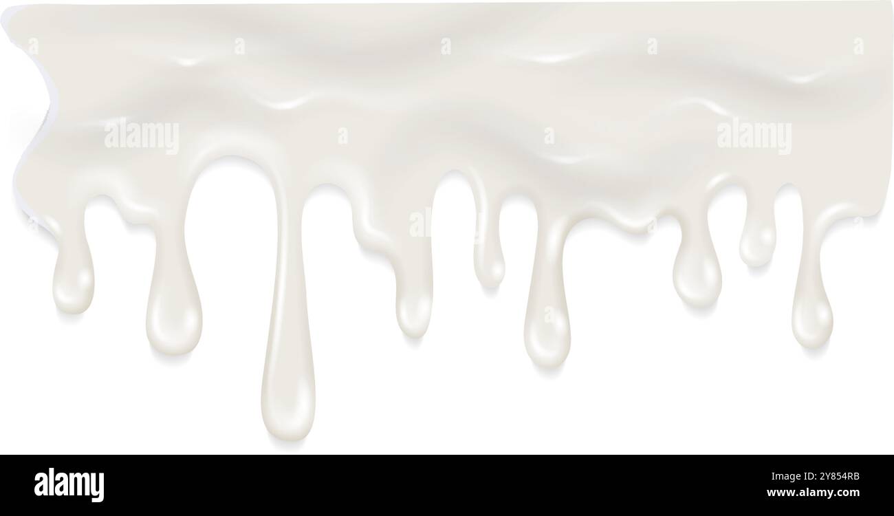 Bordure liquide blanche. Crème goutte à goutte. Lait réaliste Illustration de Vecteur