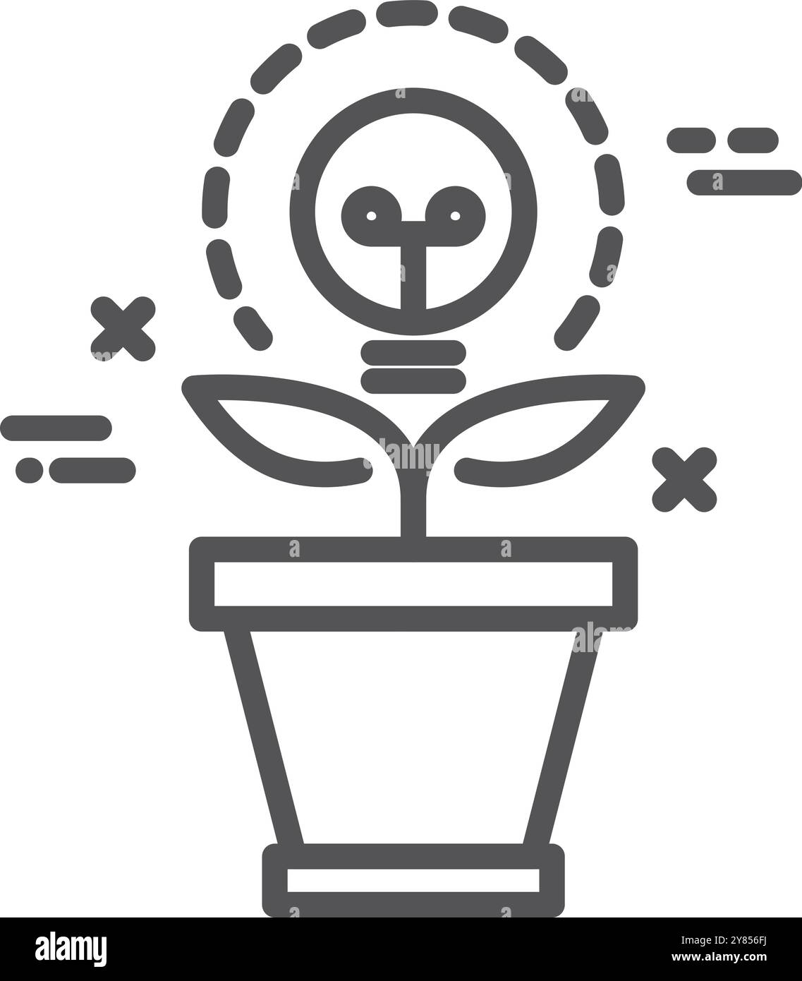 Icône de ligne d'idées en croissance. Installation d'ampoules. Énergie verte Illustration de Vecteur