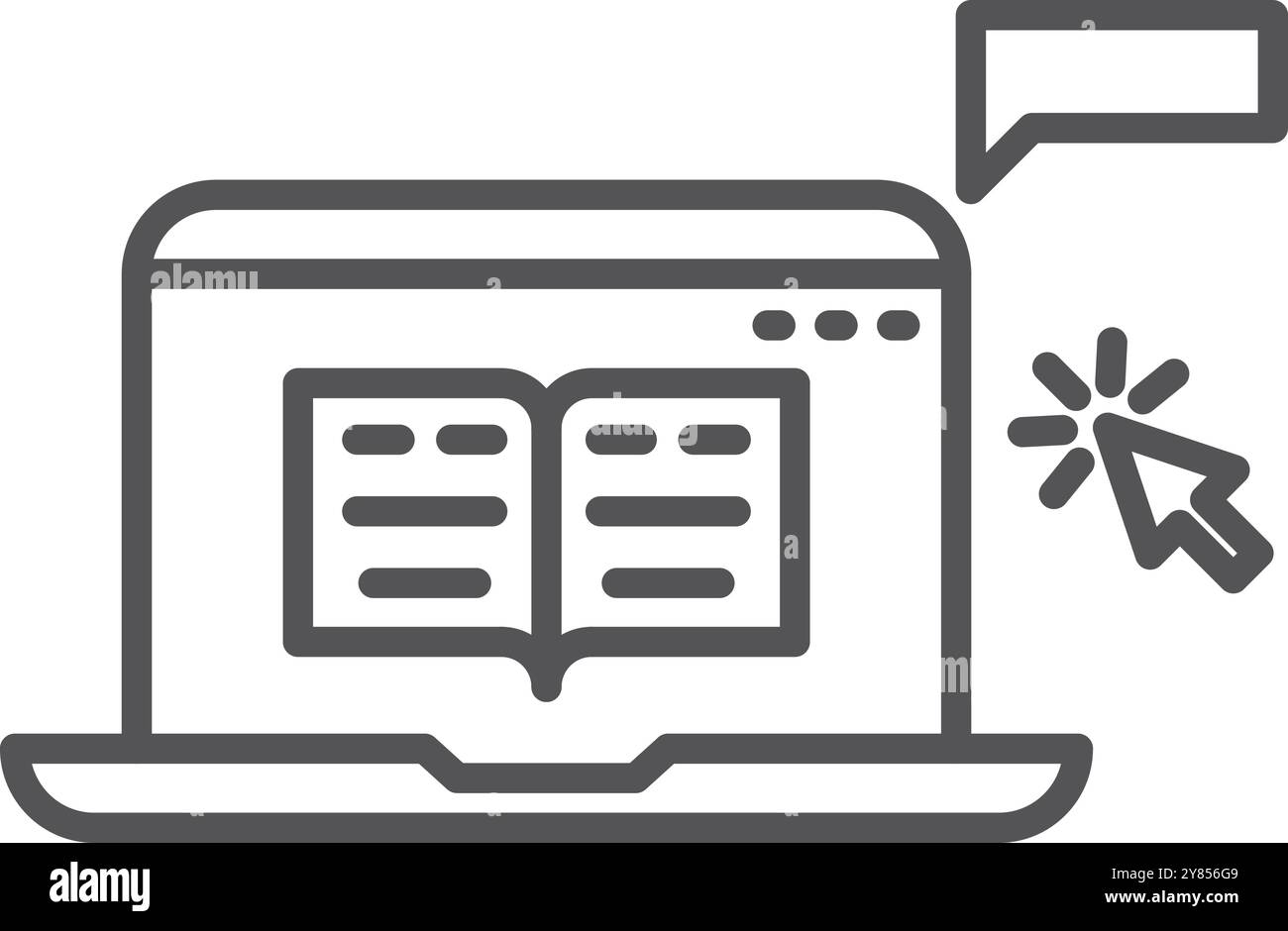 Application d'apprentissage sur l'icône de ligne d'ordinateur portable. Formation en ligne Illustration de Vecteur