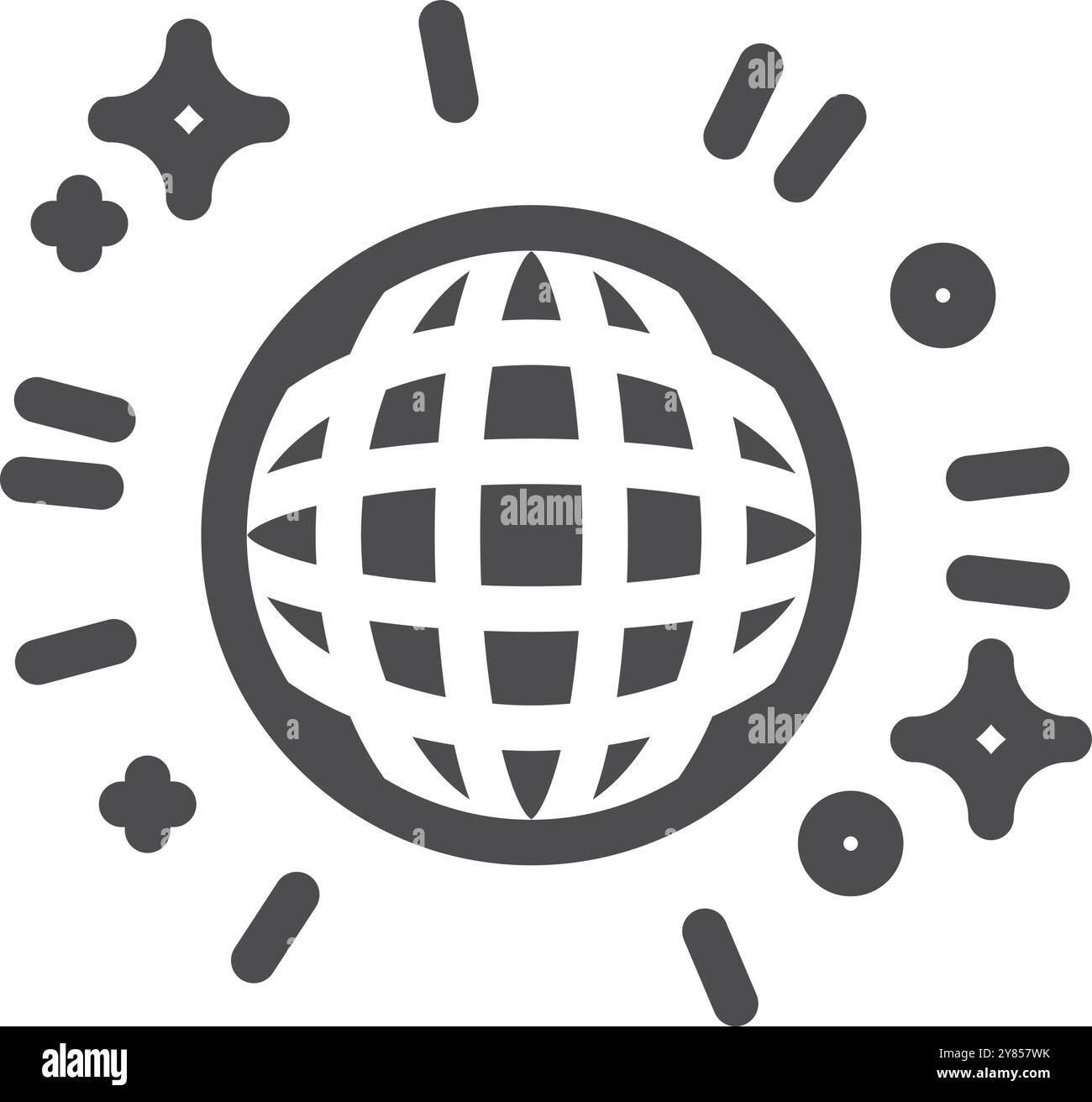 Icône de boule disco noire. Symbole de danse de fête Illustration de Vecteur